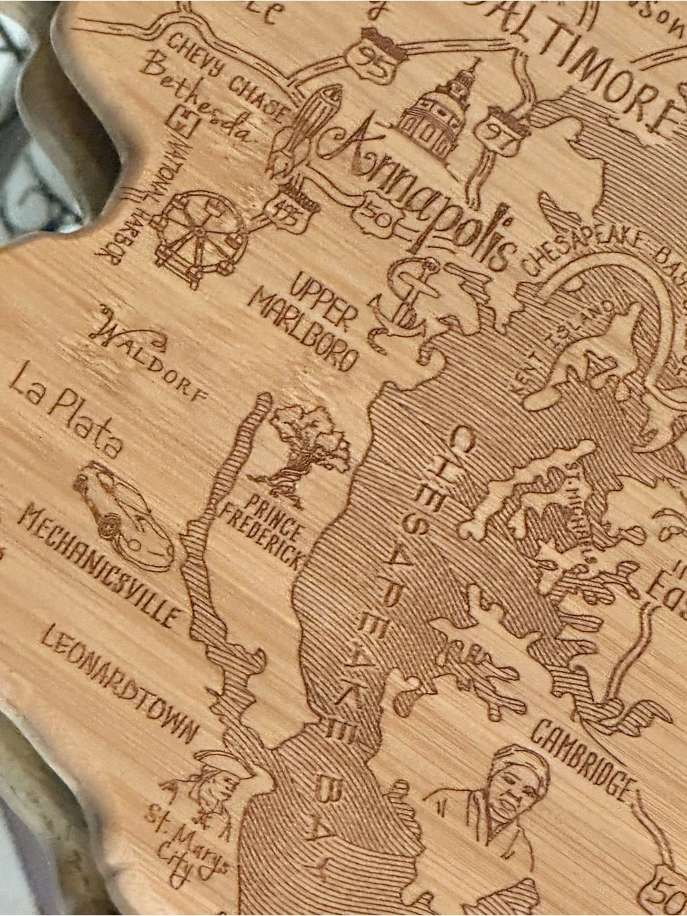 Wooden Maryland State Map Wall Art- Total Bamboo